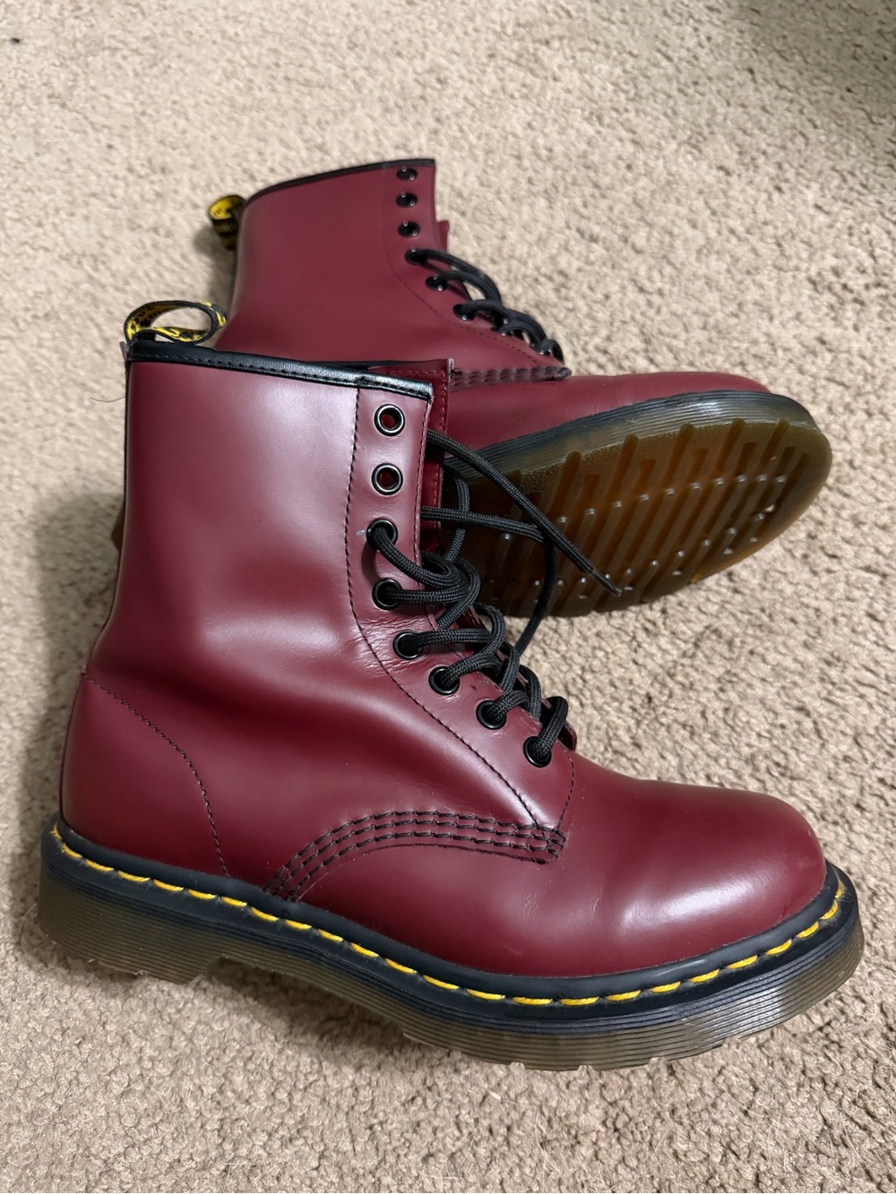 Dr. Martens Burgundy Lace-Up Combat Boots